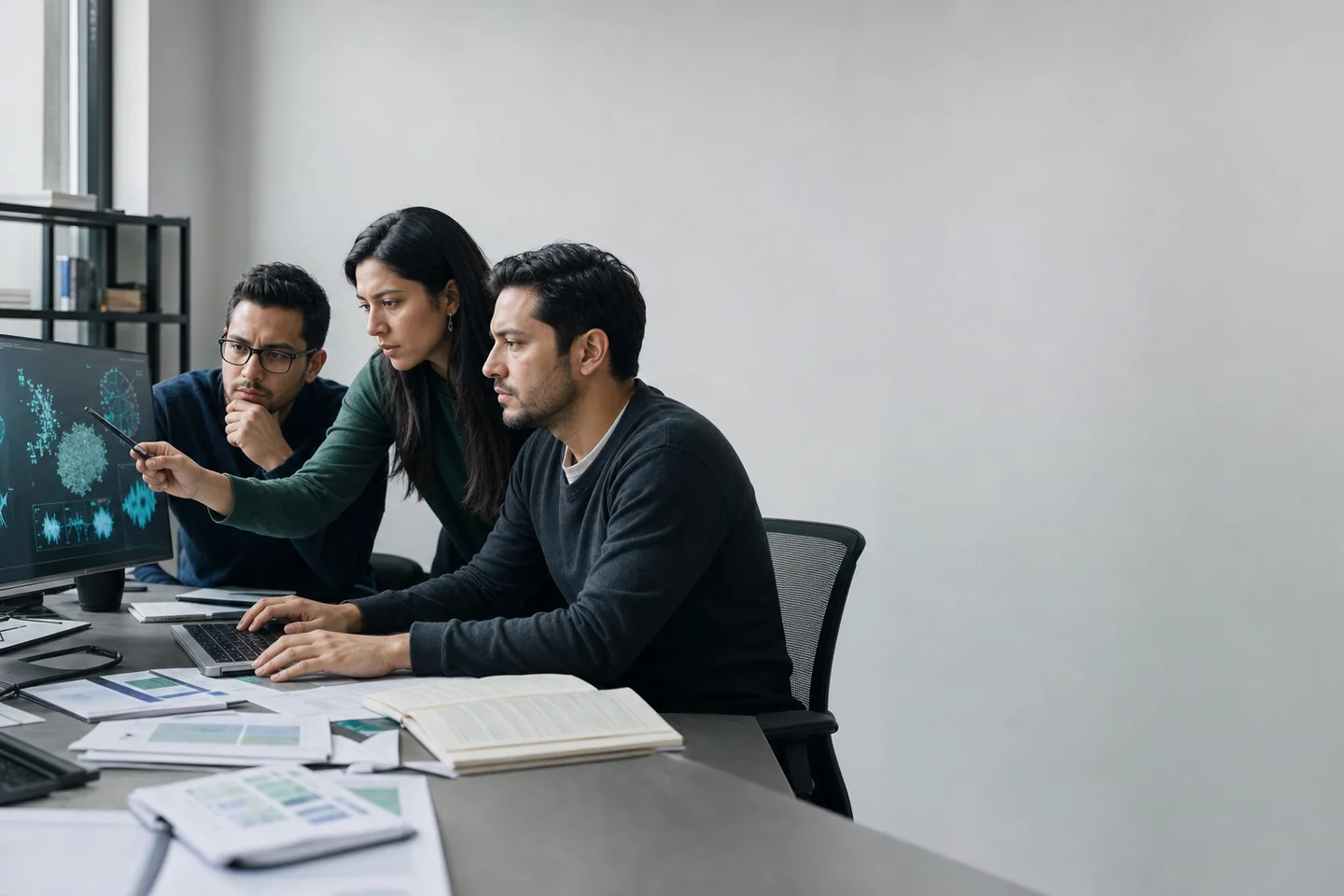 Escena editorial de interacción humano e inteligencia aplicada